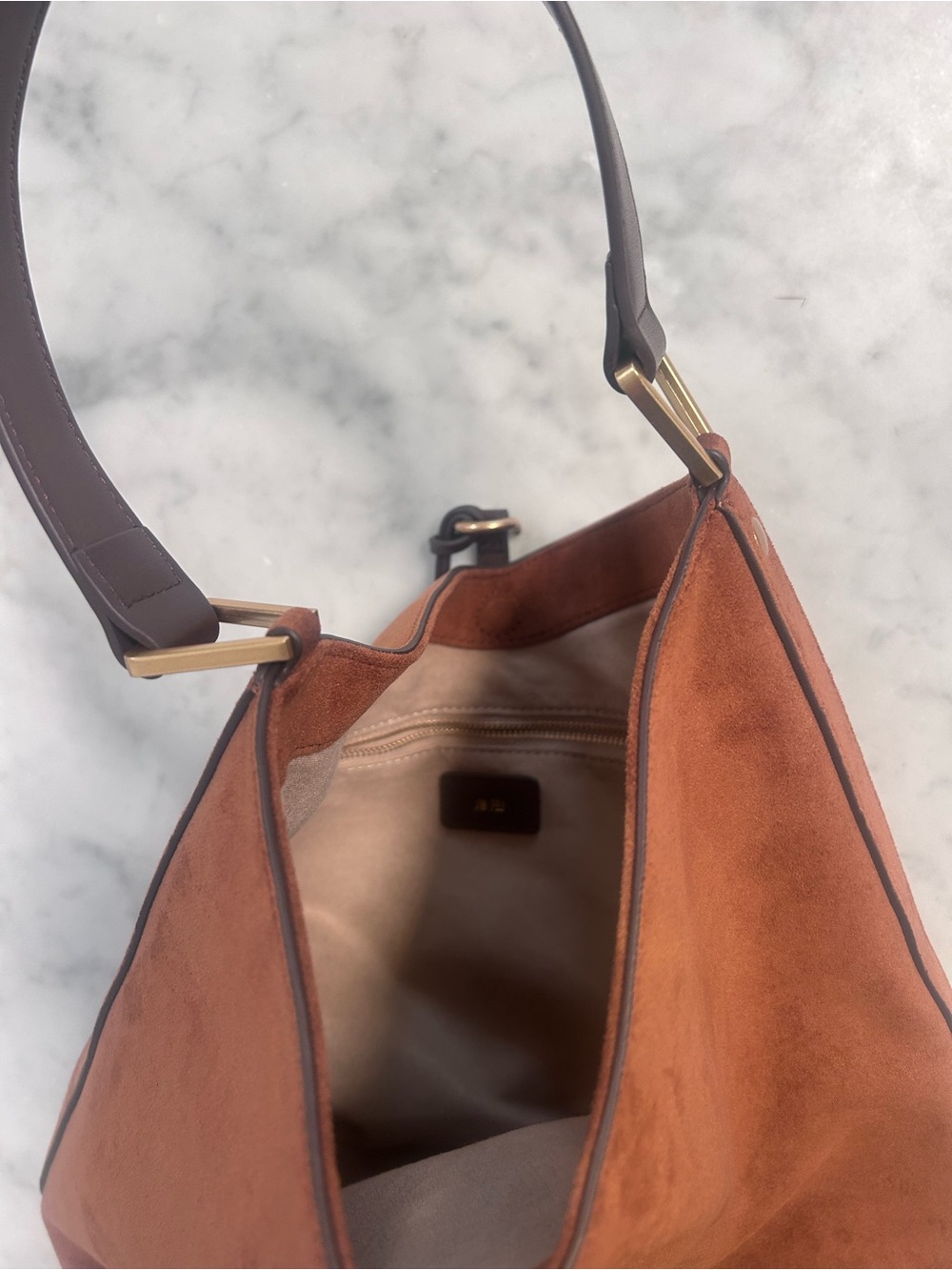 JW PEI Aria Brown Suede Hobo Bag with Gold Hardware - Picture 7 of 11